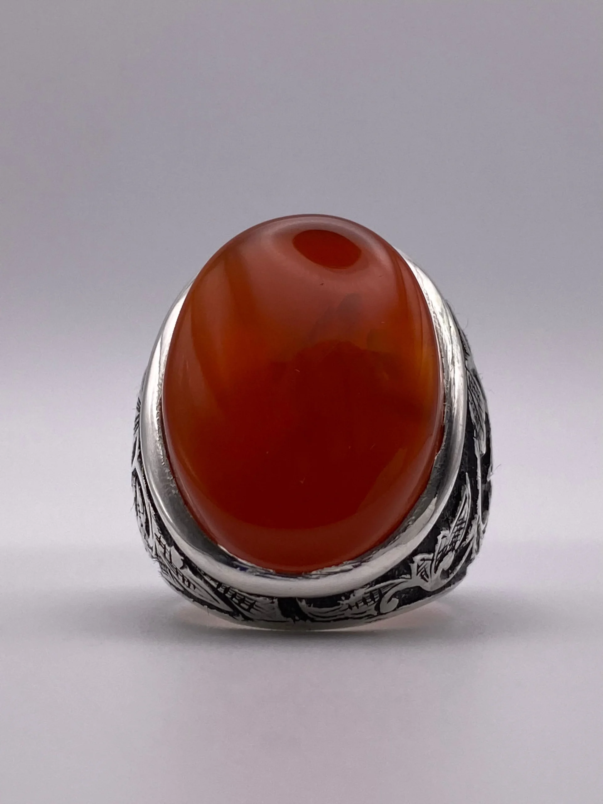 Natural Red Agate Ring in 925 Sterling Silver