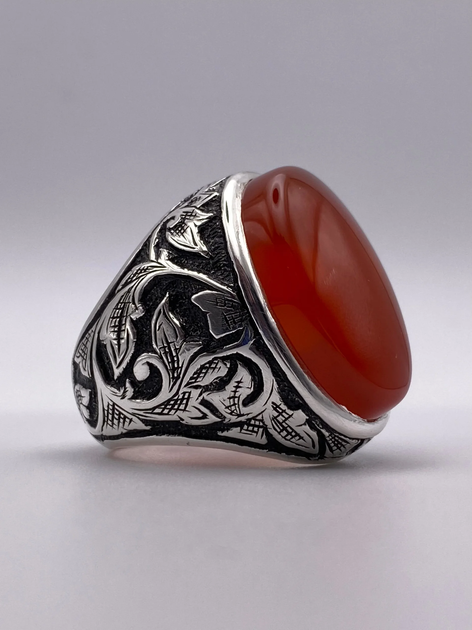 Natural Red Agate Ring in 925 Sterling Silver - Image 2