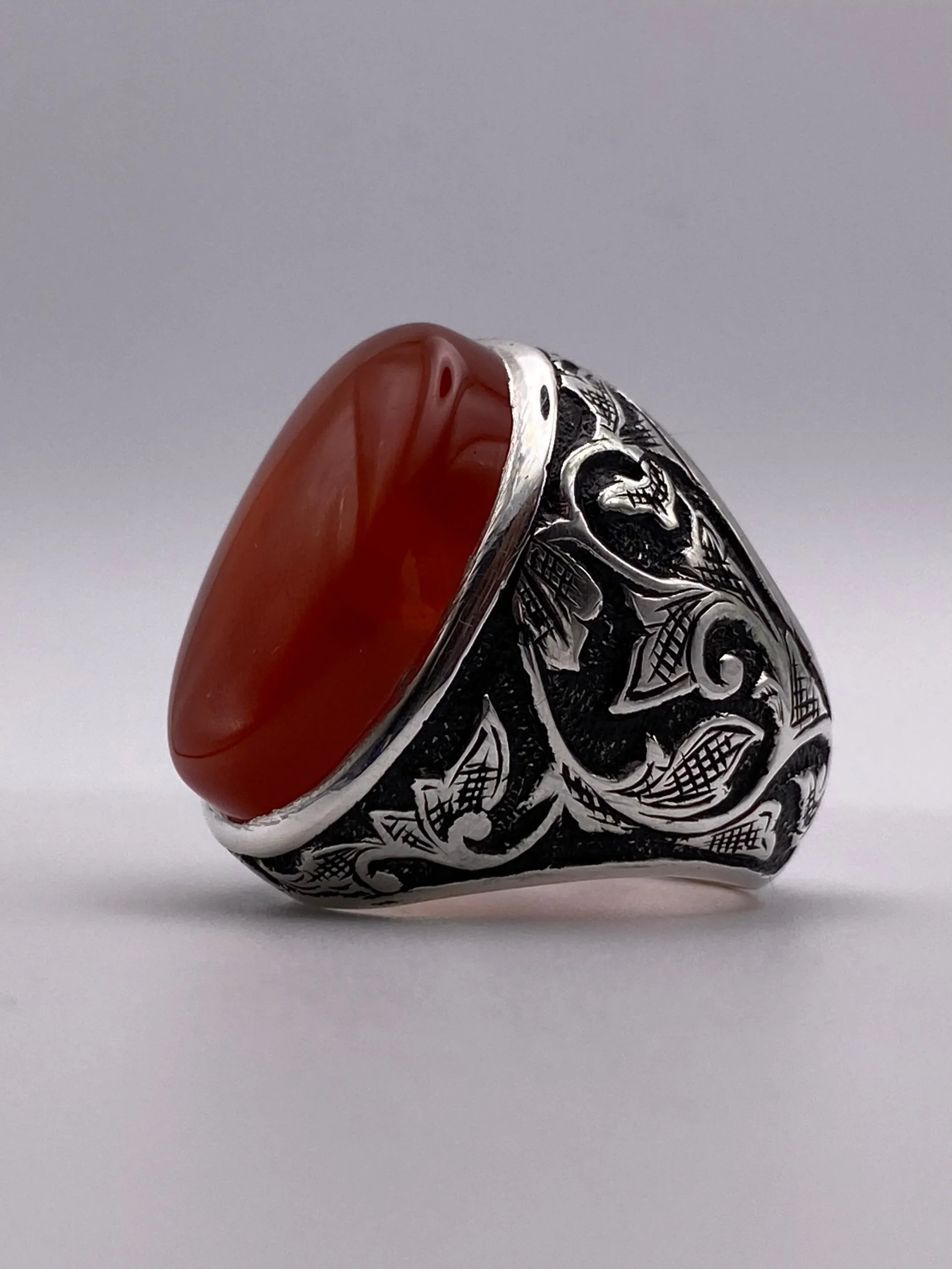 Natural Red Agate Ring in 925 Sterling Silver - Image 3